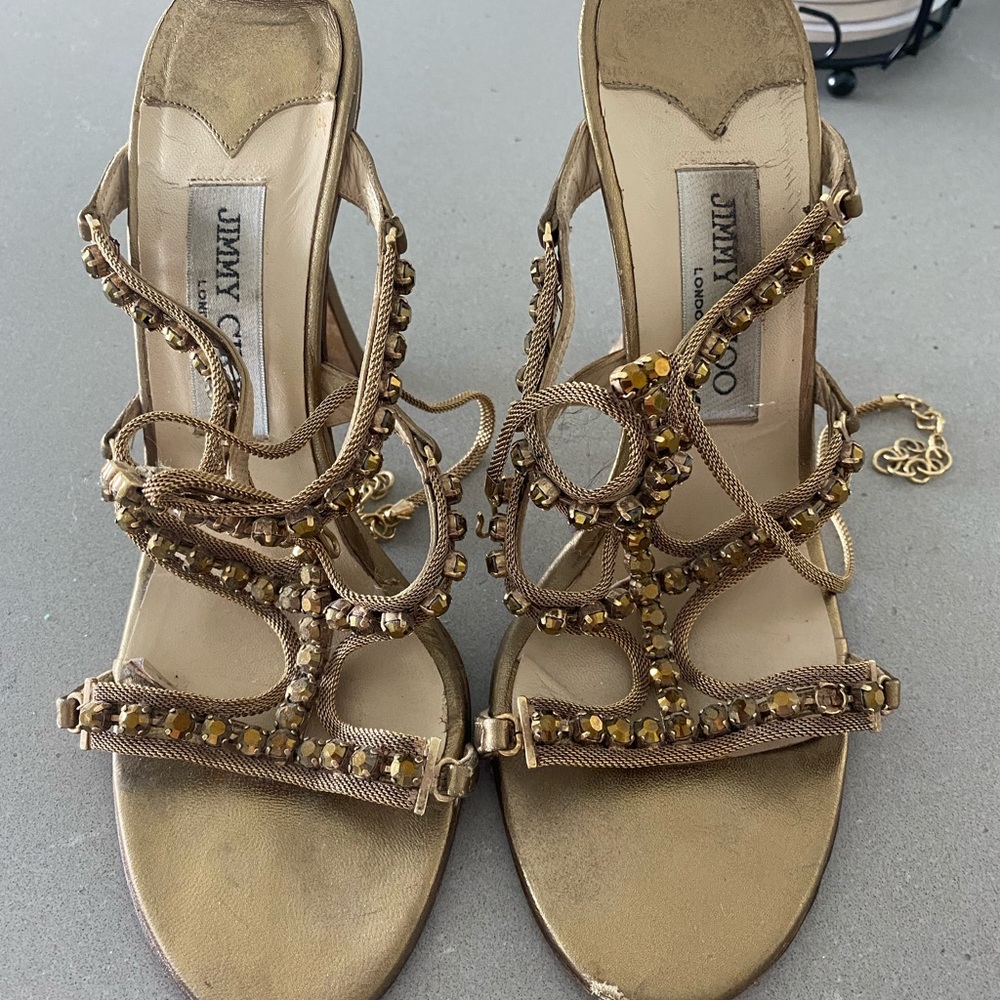 Jimmy Choo gold sandals 38